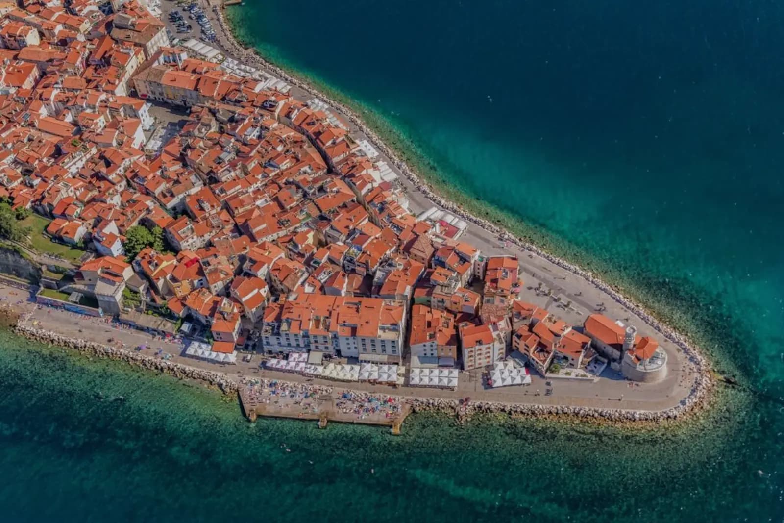 Portorož an der slowenischen Adriaküste aus der Luft